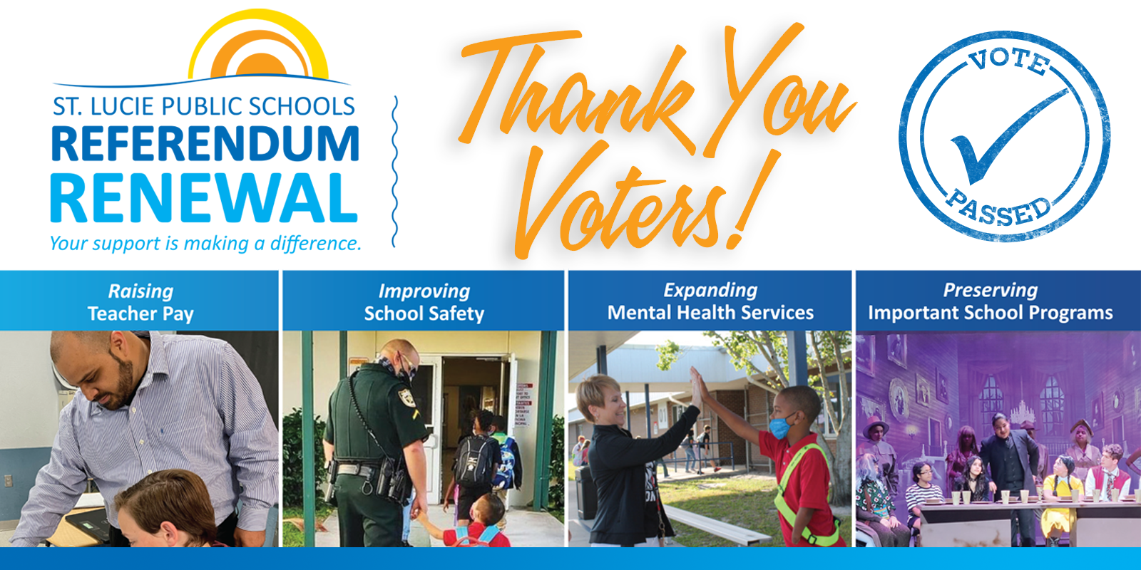 Referendum Poster St. Lucie Public Schools Referendum Renewal banner thanking voters.